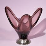 Purple art glass vintage centerpiece 60s - 70s