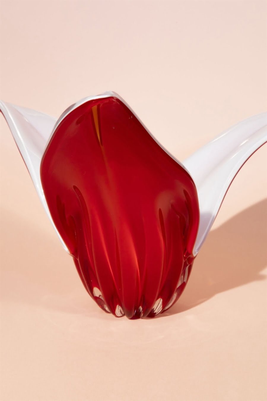 Red opaline vintage glass centerpiece 60s