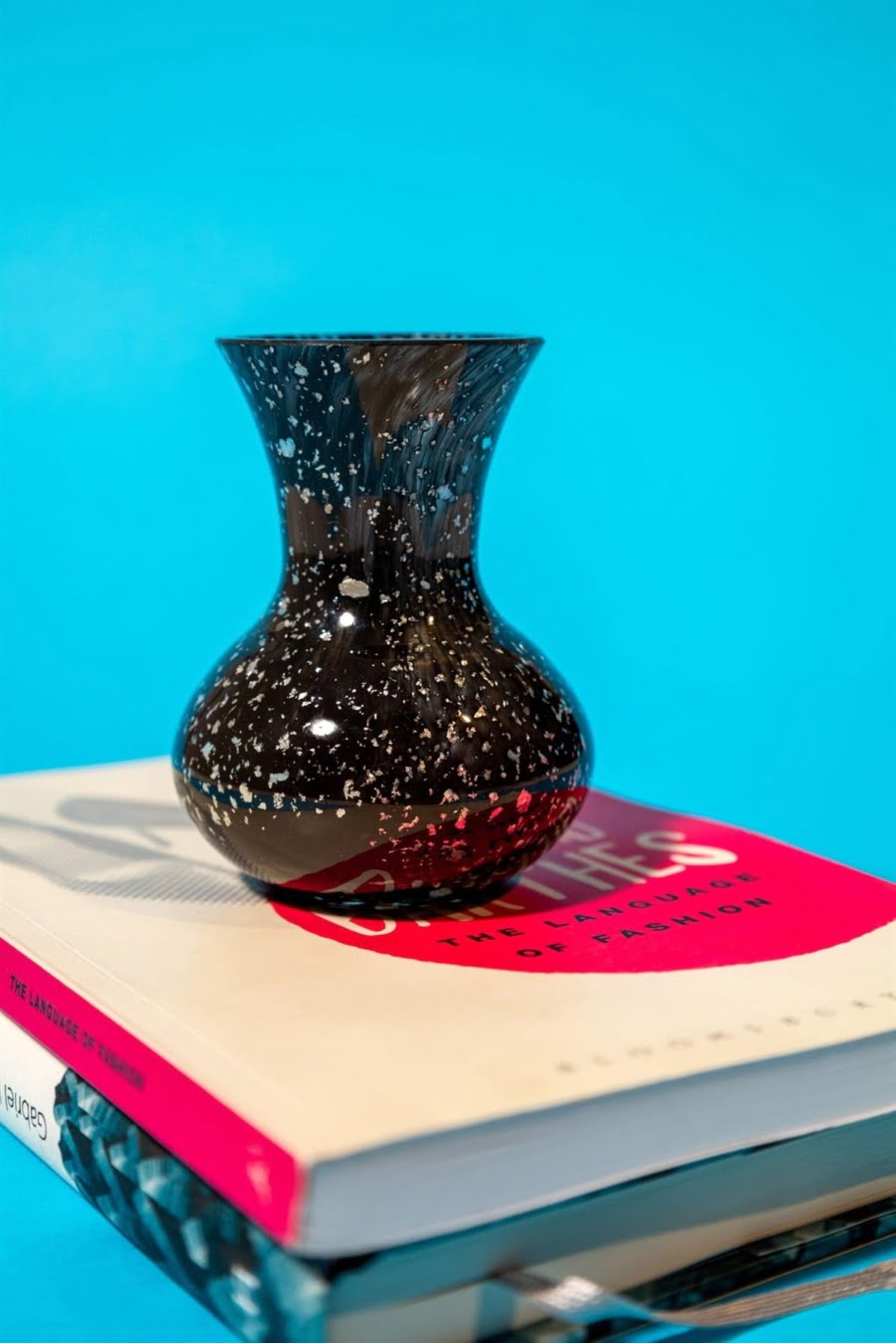 Vintage dark grey silver flakes vase