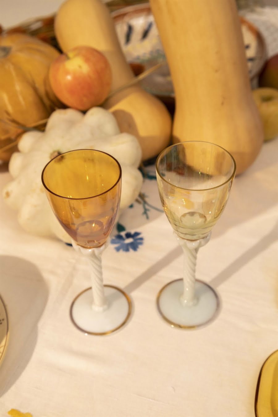 Vintage opaline stemmed glasses set of six
