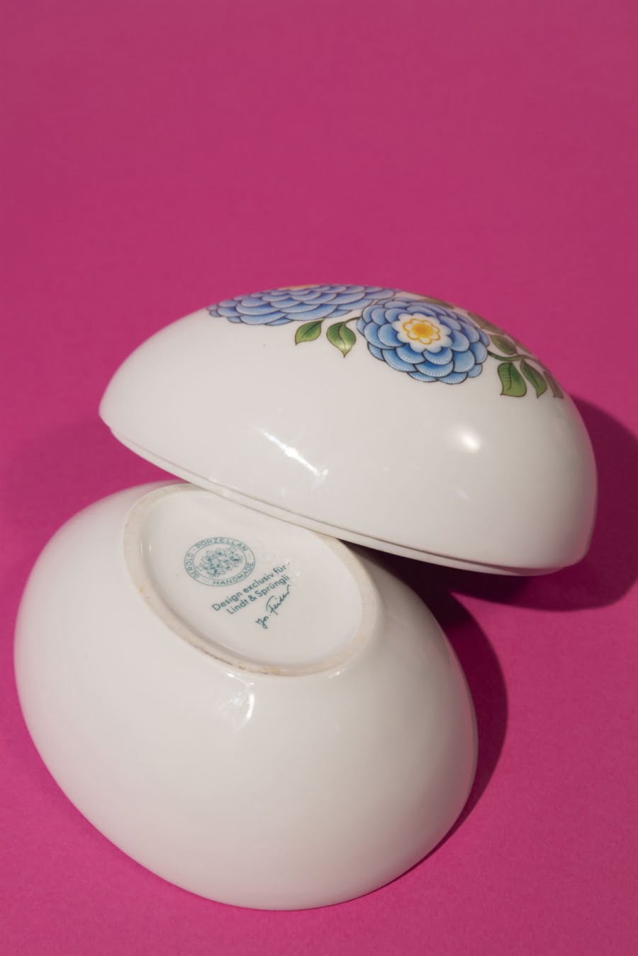 Vintage porcelain egg shaped box