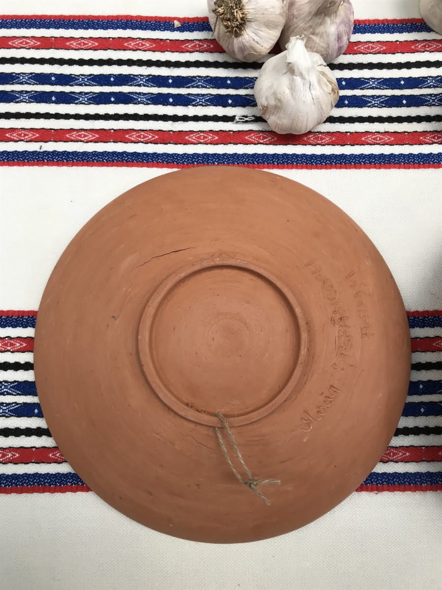 Horezu handmade ceramic plate – blue petals - Image 5