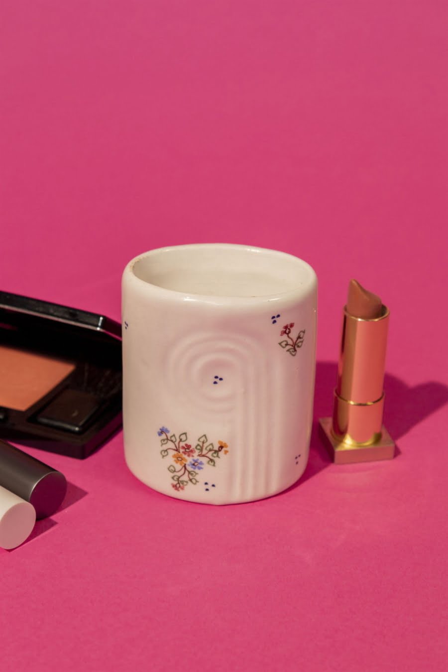 Spanish mid-century ceramic make-up holder