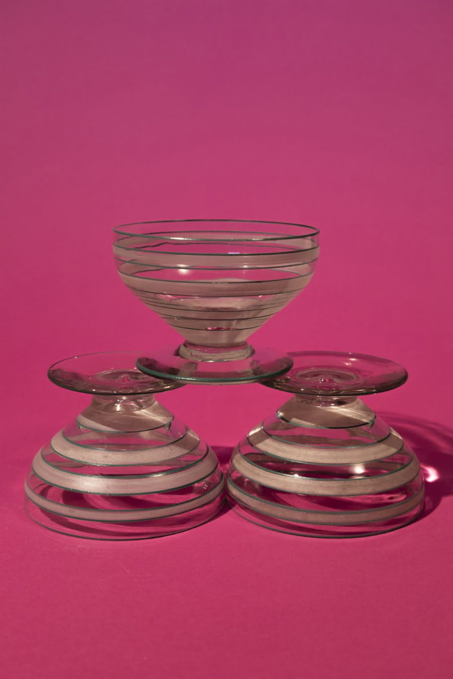 Striped dessert glasses set of three