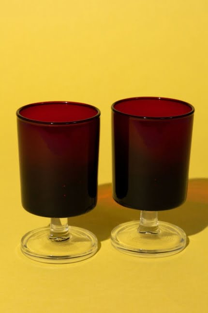 Vintage burgundy red glasses set of two