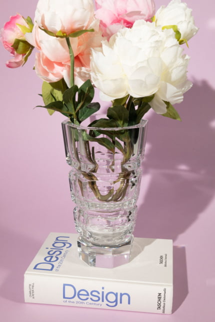 Art deco clear cut crystal vase, attributed to Josef Hoffman for Moser