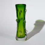 Green vintage Czech glass vase