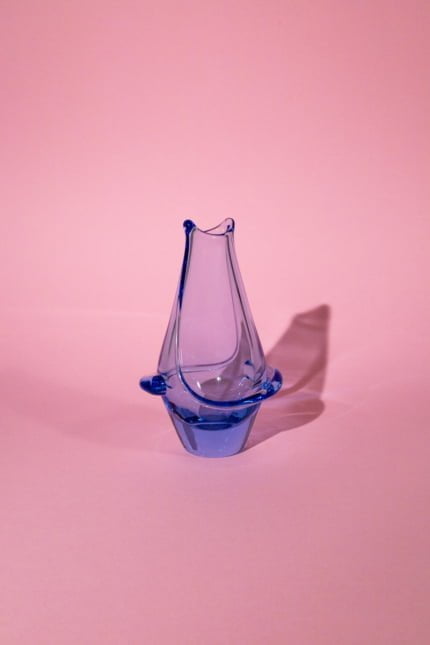 Light blue vintage Czech vase, Miroslav Klinger