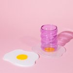 squiggled egg glass coaster set of two