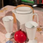 Vintage French coffee set in Limoges porcelain, signed George Boyer