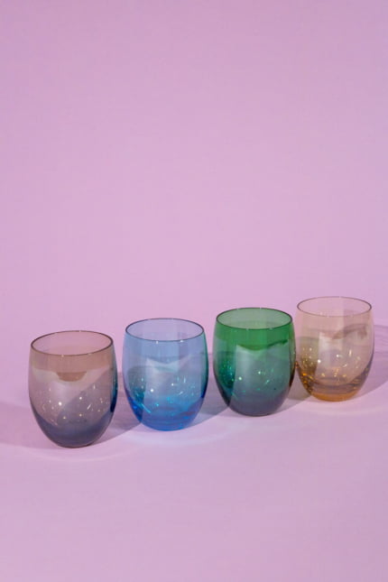 Set of four vintage multicolour tumblers