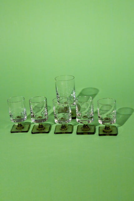 Set of six crystal vintage liqueur glasses, Rosenthal attributed