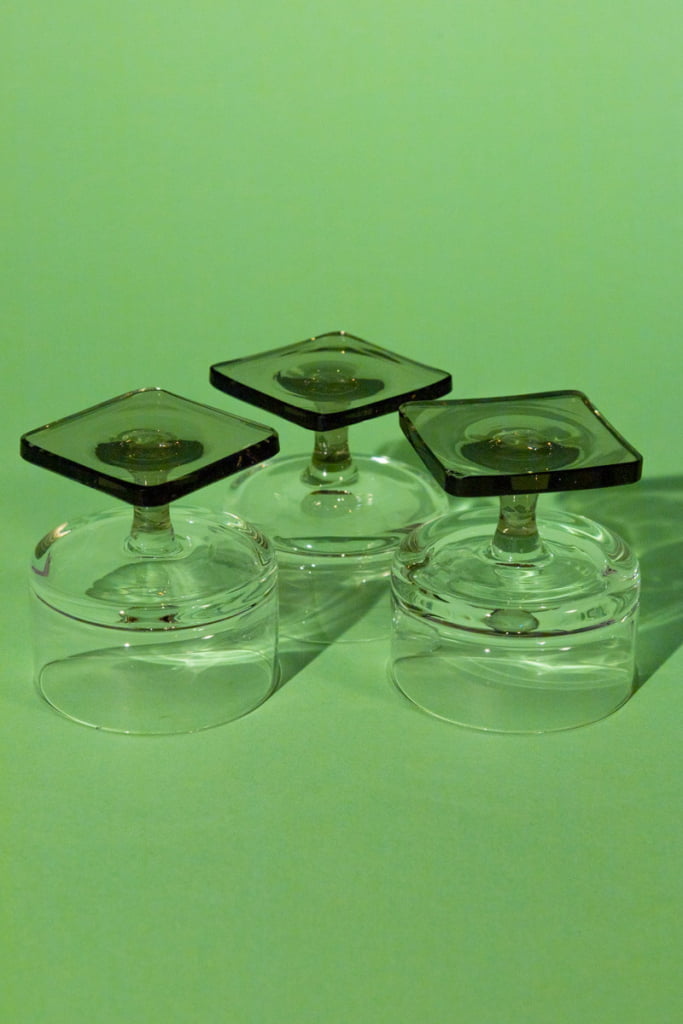 Set of three Rosenthal crystal attributed champagne_dessert glasses