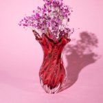 Swirly pink art glass vase, Murano attributed