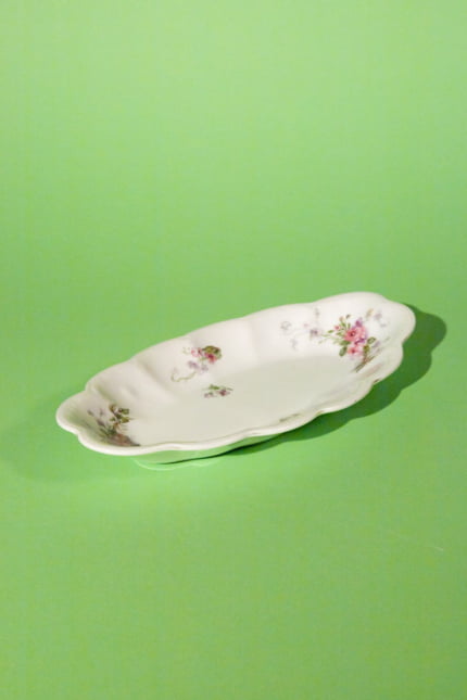 Vintage French scalloped floral plate