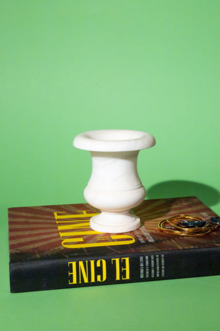 Vintage alabaster vase with pedestal