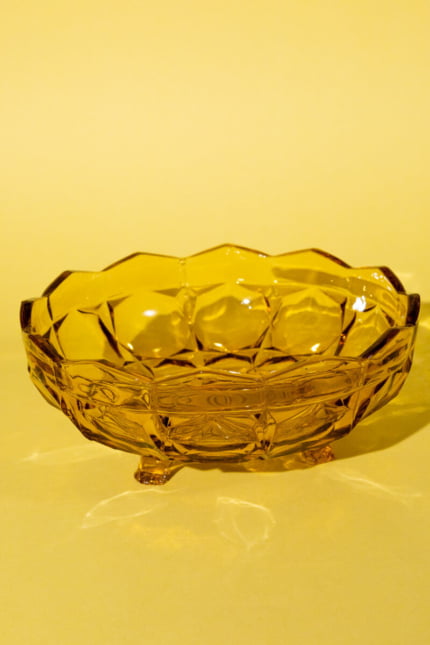 Vintage amber glass fruit bowl