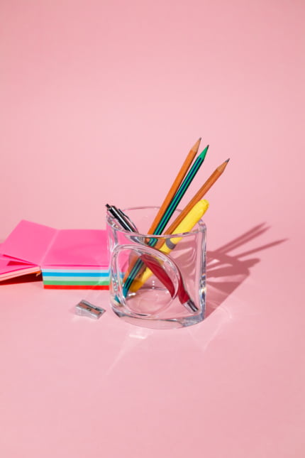 Portuguese vintage crystal pen holder, Atlantis Portugal