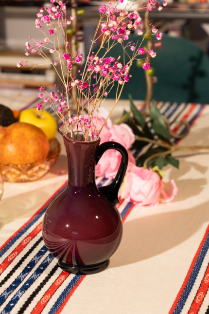 Vintage burgundy opaline pitcher
