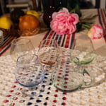Vintage set of five pastel glasses