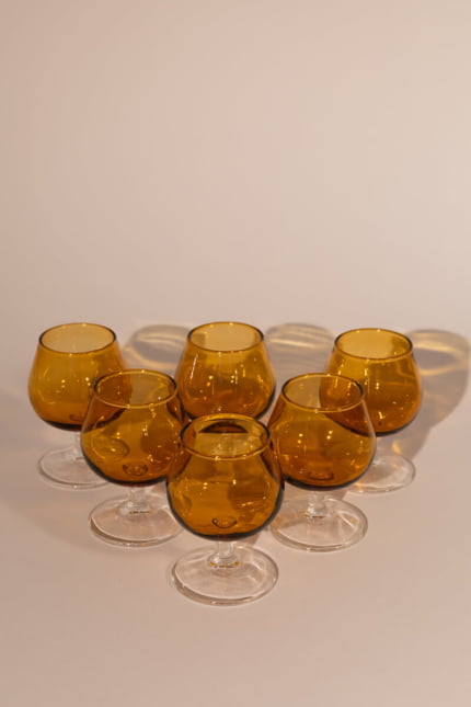 Vintage set of amber glasses