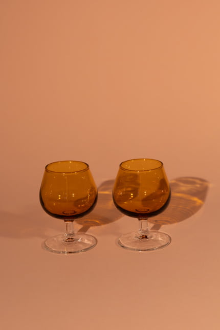 Vintage set of amber glasses
