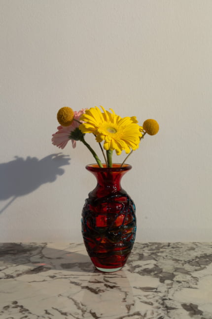 Rare vintage red Mdina abstract art glass vase