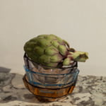 Vintage colourful faceted glass bowl