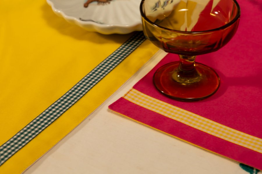 pink colour block placemat