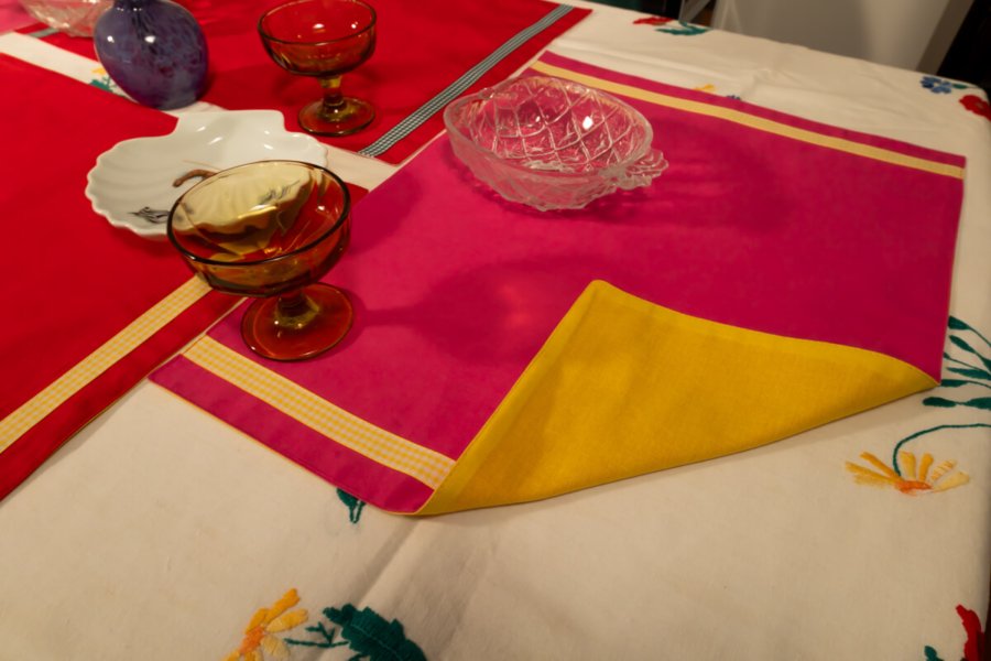 pink colour block placemat