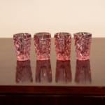 Vintage Bohemian pink shot glasses, set of four