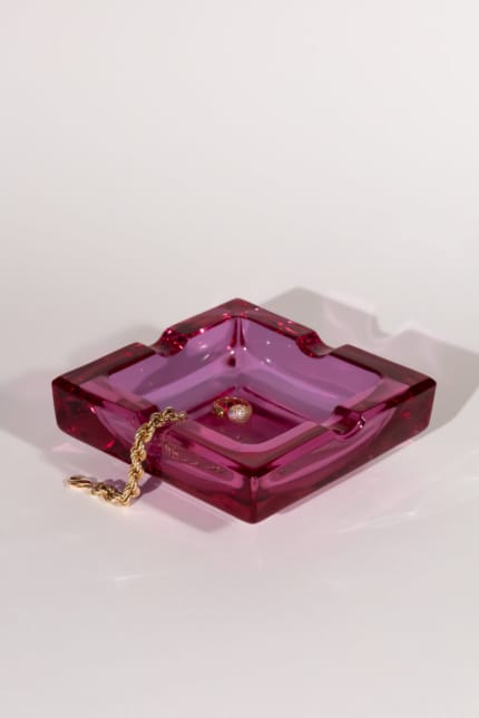 Mid-century pink art glass catch-all