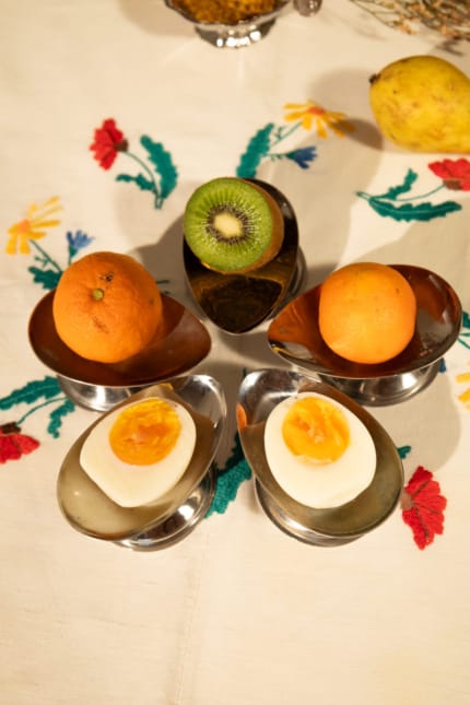 Vintage French egg coupes, set of 5